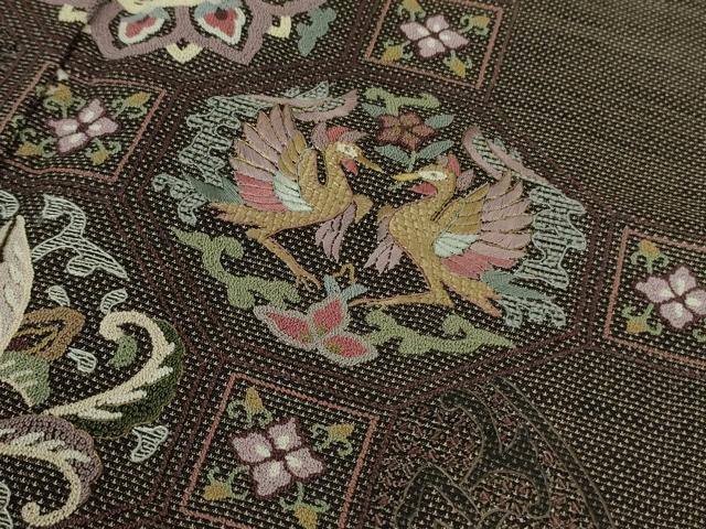 平和屋本店□極上 都喜ヱ門 本場大島紬 訪問着 スワトウ刺繍 相良