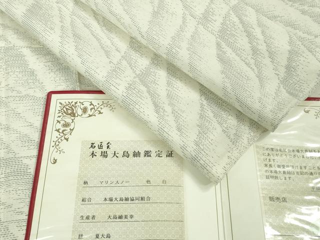 平和屋着物■極上　夏物　本場大島紬　白大島　夏大島　大島紬美幸　マリンスノー　市田謹製　鑑定証付き　逸品　DZAA9220kh5