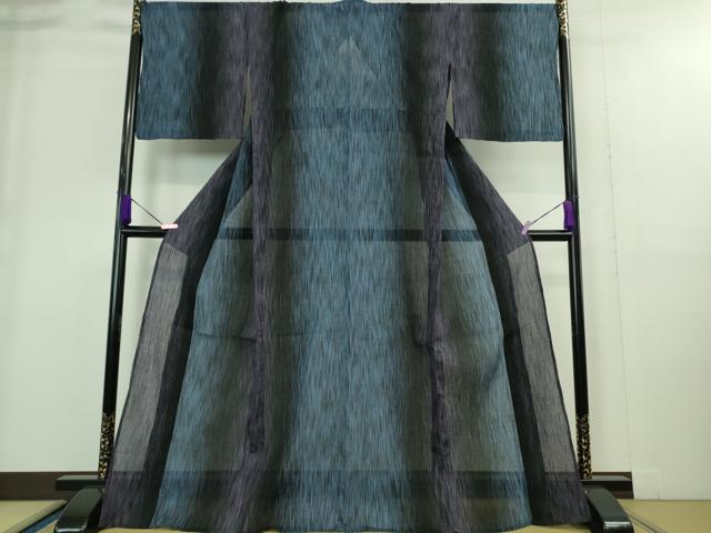 平和屋着物■極上　夏物　本場小千谷ちぢみ　麻　杉山織物謹製　黒地　証紙付き　逸品　DZAA9222kh5