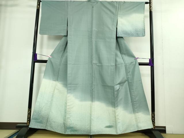 平和屋着物■極上　石川県指定無形文化財　牛首紬　白山工房　手織り　訪問着　単衣　草葉文　逸品　未使用　DZAA9226kh5