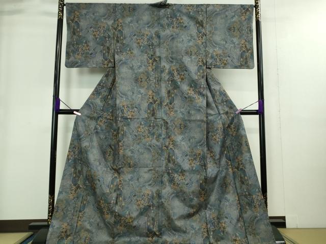 平和屋着物■極上　都喜ヱ門　本場大島紬　9マルキ　風景花文　藤絹織物謹製　逸品　未使用　DZAA9240kh5 平和屋着物□極上 都喜ヱ門 本場大島紬 9マルキ 風景花文