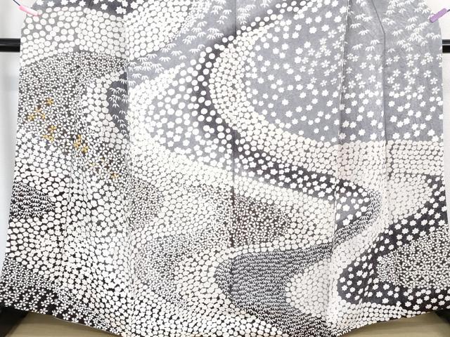 平和屋本店□極上 中国三大刺繍 相良刺繍 訪問着 流水花文