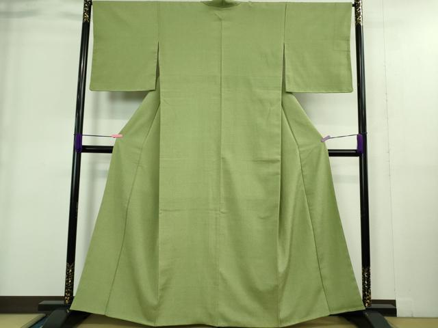 平和屋本店□極上 白鷹お召 苗色地 逸品 未使用 DZAA9248kh5