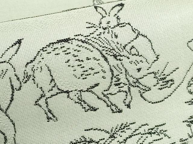 平和屋着物■極上　全通柄袋帯　鳥獣戯画　逸品　DZAA9252kh5 平和屋着物□極上 全通柄袋帯 鳥獣戯画 逸品 DZAA9252kh5 袋帯