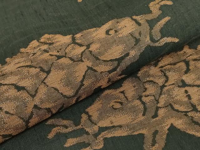 平和屋着物□極上 西陣 勝山織物謹製 六通柄袋帯 荒磯 黒地 逸品