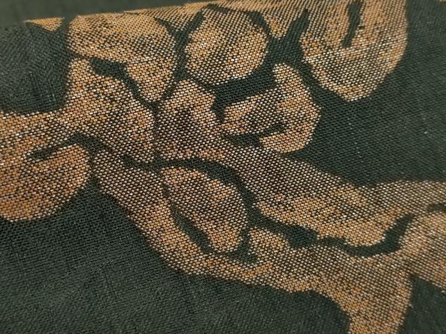 平和屋着物□極上 西陣 勝山織物謹製 六通柄袋帯 荒磯 黒地 逸品