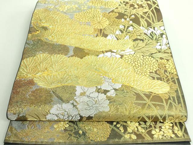 平和屋着物■極上　西陣　川島織物　六通柄　本袋帯　草花文　金銀糸　逸品　DZAA9339kh5