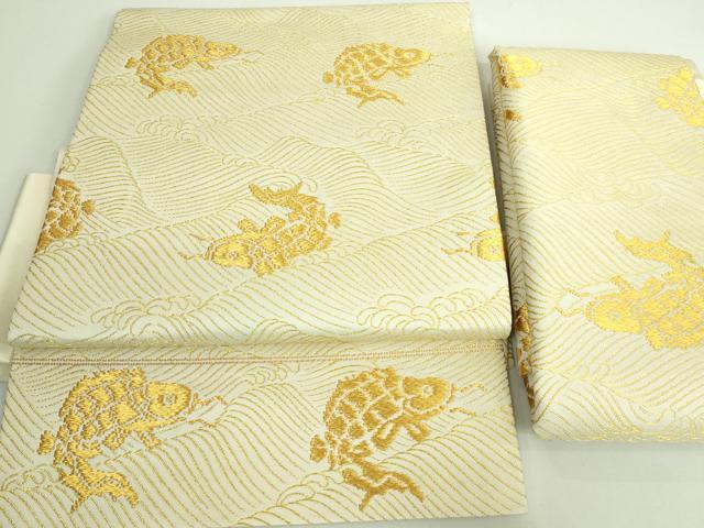 平和屋着物■極上　龍村美術織物　たつむら　つけ帯　踊鯉　金糸　逸品　DZAA9344kh5