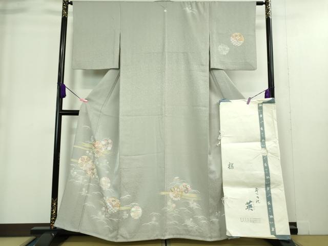 平和屋着物■極上　洗える最高級着物　＜英＞はなぶさ謹製　訪問着　単衣　雪輪花文　金彩　たとう紙付き　逸品　DZAA9361kh5