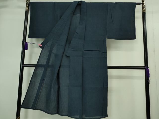平和屋着物■極上　夏物　男性　上布　麻　色無地　濃藍色　逸品　DZAA9385kh5_1
