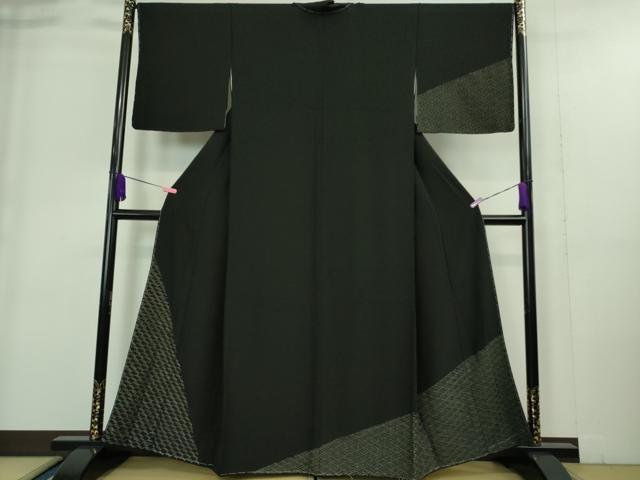 平和屋着物■極上　訪問着　刺し子　総刺繍　青海波　工字繋ぎ　黒地　逸品　未使用　DZAA9399kh5