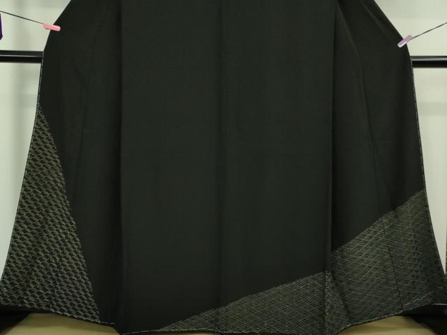 平和屋着物□極上 訪問着 刺し子 総刺繍 青海波 工字繋ぎ 黒地