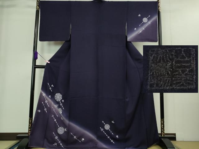 平和屋本店■極上 山口美術織物 皇室 伊勢神宮御用 西陣織 訪問着 総刺繍 正倉院花文 深紫色地 暈し染め　銀糸　逸品　未使用　DZAA9403kh5