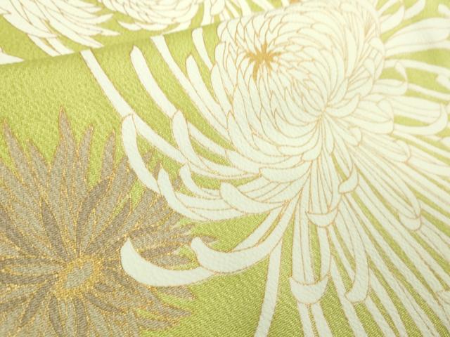 平和屋着物□極上 小紋 乱菊 若芽色地 鬼しぼ縮緬 金彩 逸品 DZAA9405kh5