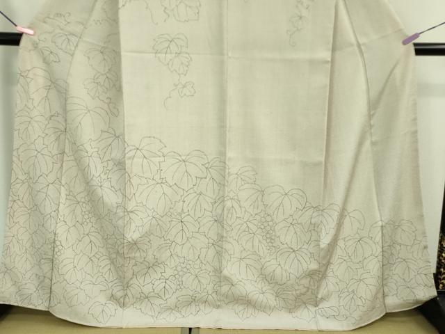 平和屋本店□極上 白鷹お召 訪問着 葡萄蔦の葉文 逸品 未