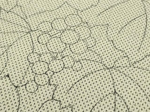 平和屋本店□極上 白鷹お召 訪問着 葡萄蔦の葉文 逸品 未