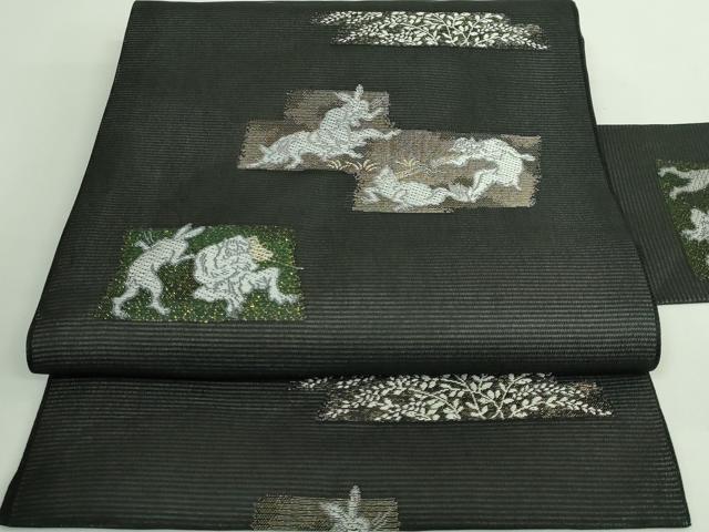 平和屋着物●塩瀬　つけ帯　流水花文　銀彩　正絹　逸品　CABB9344hy 平和屋着物○塩瀬 つけ帯 流水花文 銀彩 正絹 逸品 CABB9344hy 【公式