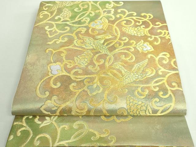 平和屋着物■極上　西陣　川島織物　六通柄　本袋帯　葡萄唐草鳥文　金銀糸　逸品　未使用　DZAA9511kh5