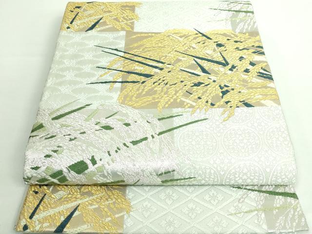 平和屋着物■極上　皇室・伊勢神宮御用　御御帯　山口美術織物　山口弘躬　太鼓柄袋帯　唐織　有職早苗地稲穂文　金銀糸　逸品 DZAA9515kh5