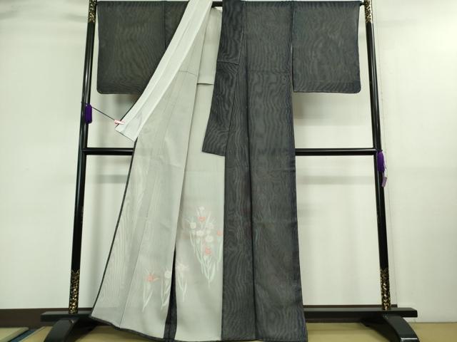 平和屋着物■極上　訪問着　無双　紗袷　紗×紗　草花文　濃藍色地　銀彩　逸品　未使用　DZAA9609kh5 平和屋着物□極上 訪問着 無双 紗袷 紗×紗 草花文 濃