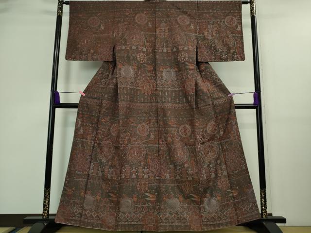 【逸品】スワトウ刺繍 汕頭刺繍　総刺繍 訪問着 花唐草文様 金糸 さが美 平和屋本店□極上 中国三大刺繍 スワトウ刺繍 汕頭刺繍 訪問着 古代