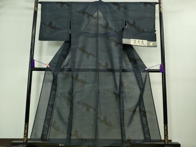 平和屋着物■極上　夏物　本場大島紬　夏大島　名所風景文　証紙付き　逸品　未使用　DZAA9627kh5