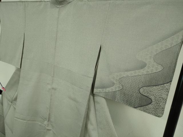 平和屋着物□極上 本塩沢 やまだ織 単衣 名物裂 流水文 逸品