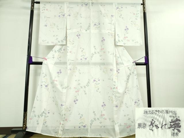 平和屋着物■極上　夏物　洗える最高級着物　＜英＞はなぶさ謹製　小紋　絽　女郎花　桔梗　撫子　逸品　DZAA9645kh5