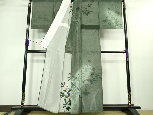 平和屋本店■極上　中国三大刺繍　スワトウ刺繍　汕頭刺繍　訪問着　更紗花唐草文　黒地　銀通し地　さが美扱い　逸品　DZAA4127kh5 平和屋着物□極上 中国三大刺繍 スワトウ刺繍 汕頭刺繍 訪問着 無双