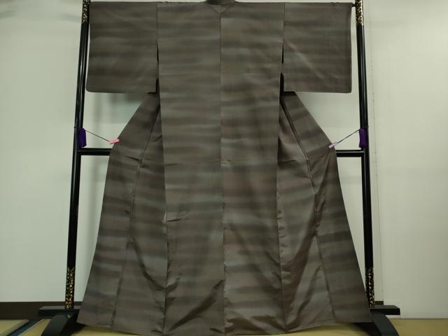 平和屋着物▽極上　紬　単衣　横段文　逸品　DZAA9661kh5_1
