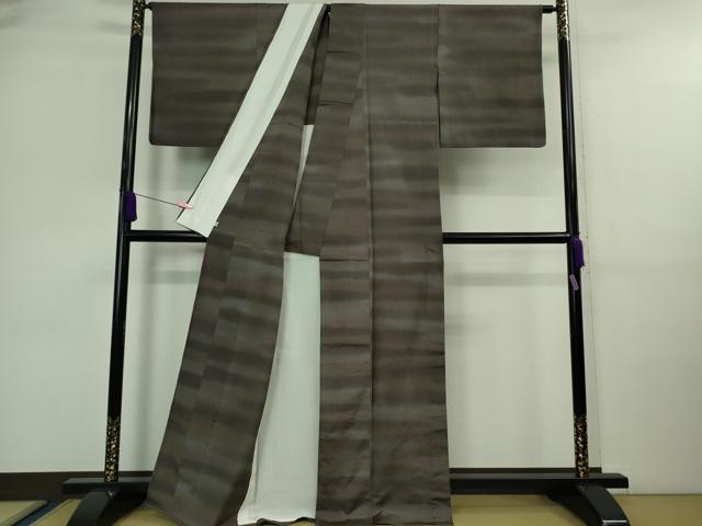 平和屋着物▽極上　紬　単衣　横段文　逸品　DZAA9661kh5_2