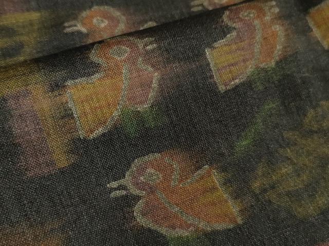 平和屋本店□極上 インド・アッサム 野蚕糸 手織 ムガシルク 象形文字