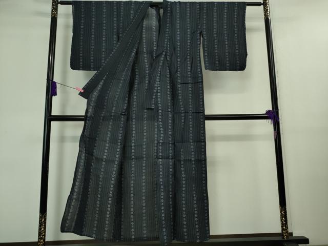 平和屋着物■極上　夏物　重要無形文化財　本場宮古上布　星　間道　濃藍色地　苧麻　逸品　DZAA9674kh5_1