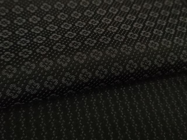 平和屋着物□極上 お召 市松花文 黒×深紫色 逸品 DZAA9678kh5