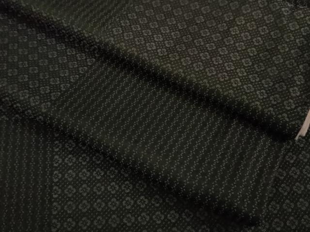 平和屋着物□極上 お召 単衣 よろけ市松地紋 黒地 逸品 DZAA9837kh5