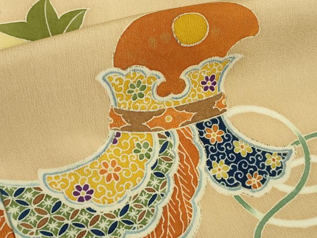 平和屋着物□極上 セミアンティーク 訪問着 鳥兜 舞楽 淡香色地 金彩