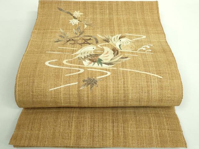 平和屋本店■極上　夏物　科布　蓑虫工芸作家　田尾笛秋　八寸名古屋帯　流水鴛鴦　逸品　DZAA9700kh5