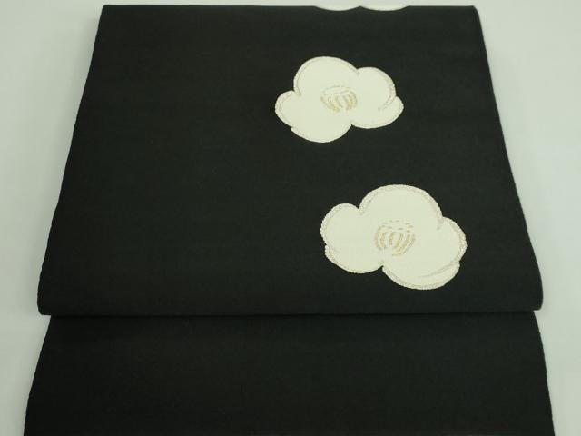 平和屋着物■極上　爪掻き本綴れ　八寸名古屋帯　舞梅文　黒地　金銀糸　逸品　DZAA9712kh5