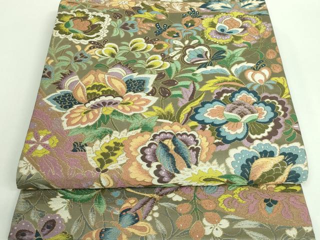 平和屋着物■極上　西陣　白綾苑大庭　六通柄袋帯　薫風豊彩　椎地　証紙・反端付き　逸品　DZAA9733kh5