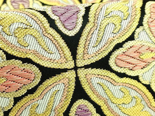 平和屋着物■極上　京の名門　じゅらく謹製　帝王紫　六通柄袋帯　七宝花菱文　金糸　反端付き　逸品　DZAA9740kh5 平和屋着物□極上 京の名門 じゅらく謹製 帝王紫 六通柄袋帯