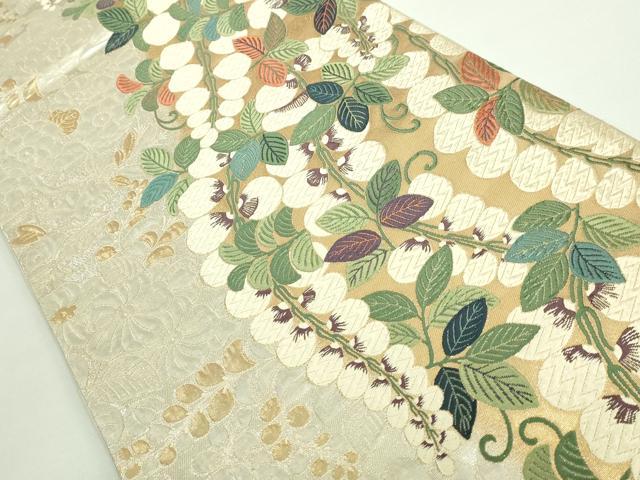 平和屋着物□極上 六通柄袋帯 唐織 辻が花 藤花房 金銀糸 逸品