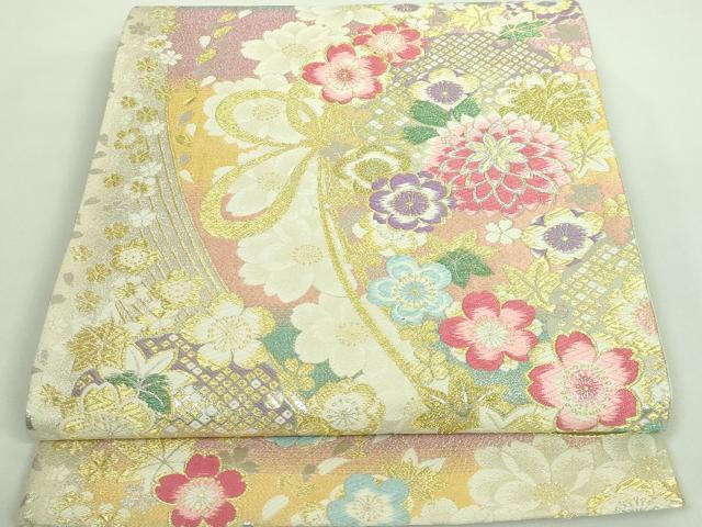 平和屋着物●極上　六通柄袋帯　唐織　舞花文　金銀糸　逸品　DZAA9826kh5