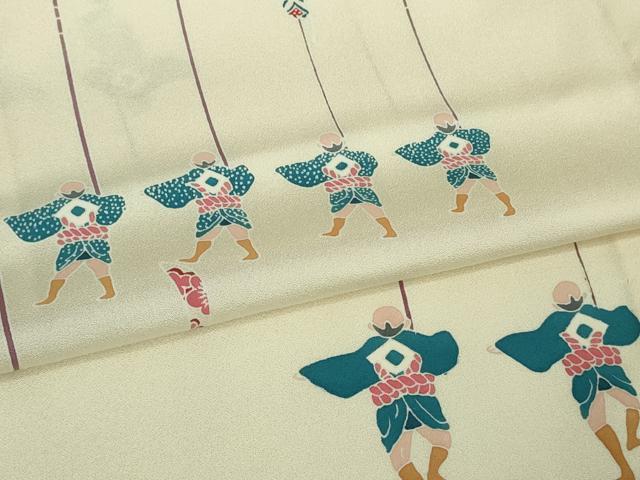 平和屋着物□極上 訪問着 単衣 友禅 希少柄 日本の祭 竿