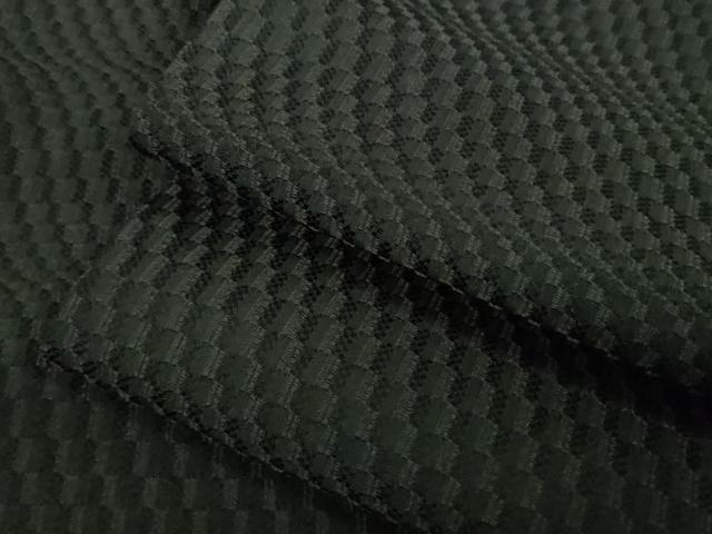 平和屋着物■極上　お召　単衣　よろけ市松地紋　黒地　逸品　DZAA9837kh5