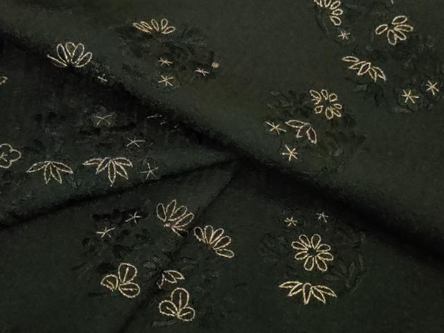 平和屋着物■極上　訪問着　単衣　総刺繍　花丸文　黒地　金糸　逸品　未使用　DZAA9850kh5