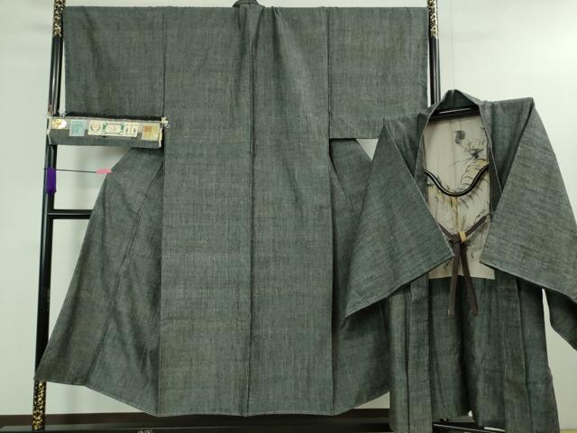 平和屋本店■極上 男性 本場結城紬 重要無形文化財 杢 アンサンブル キングサイズ 長羽織 奥順謹製 羽織紐・証紙付 逸品 未使用DZAA9864kh5