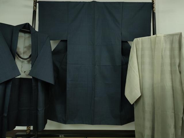 平和屋着物■極上　男性　本場大島紬　アンサンブル　長羽織・長襦袢(袷)セット　100亀甲　総詰め　逸品　DZAA9873kh5