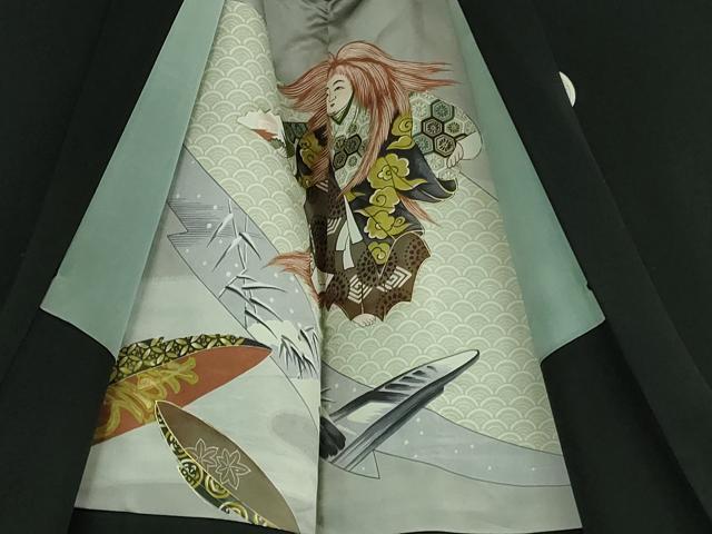 平和屋本店□極上 男性 黒紋付 長羽織・行灯袴セット 逸品 DZAA9875kh5 