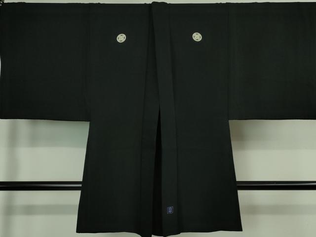 平和屋本店□極上 男性 黒紋付 長羽織・長襦袢(無双仕立て)セット 作家物