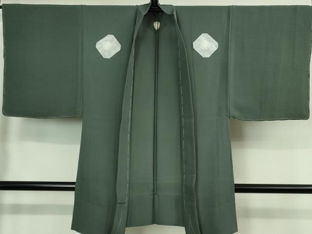 平和屋本店□極上 夏物 男性 色紋付 長羽織セット 絽 豆がら茶色